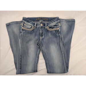 Y2K Almost Famous Womens Bootcut Jeans Embellished Pockets Size 7
